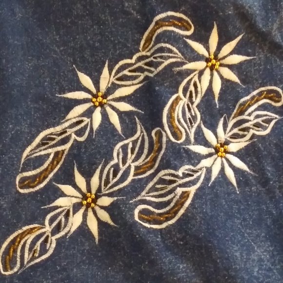 80s High Waist Acid Wash Shorts Embroidered Floral - Picture 3 of 8